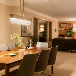 LED Pendelleuchte Metall Glas L: 92,5 cm in Messing