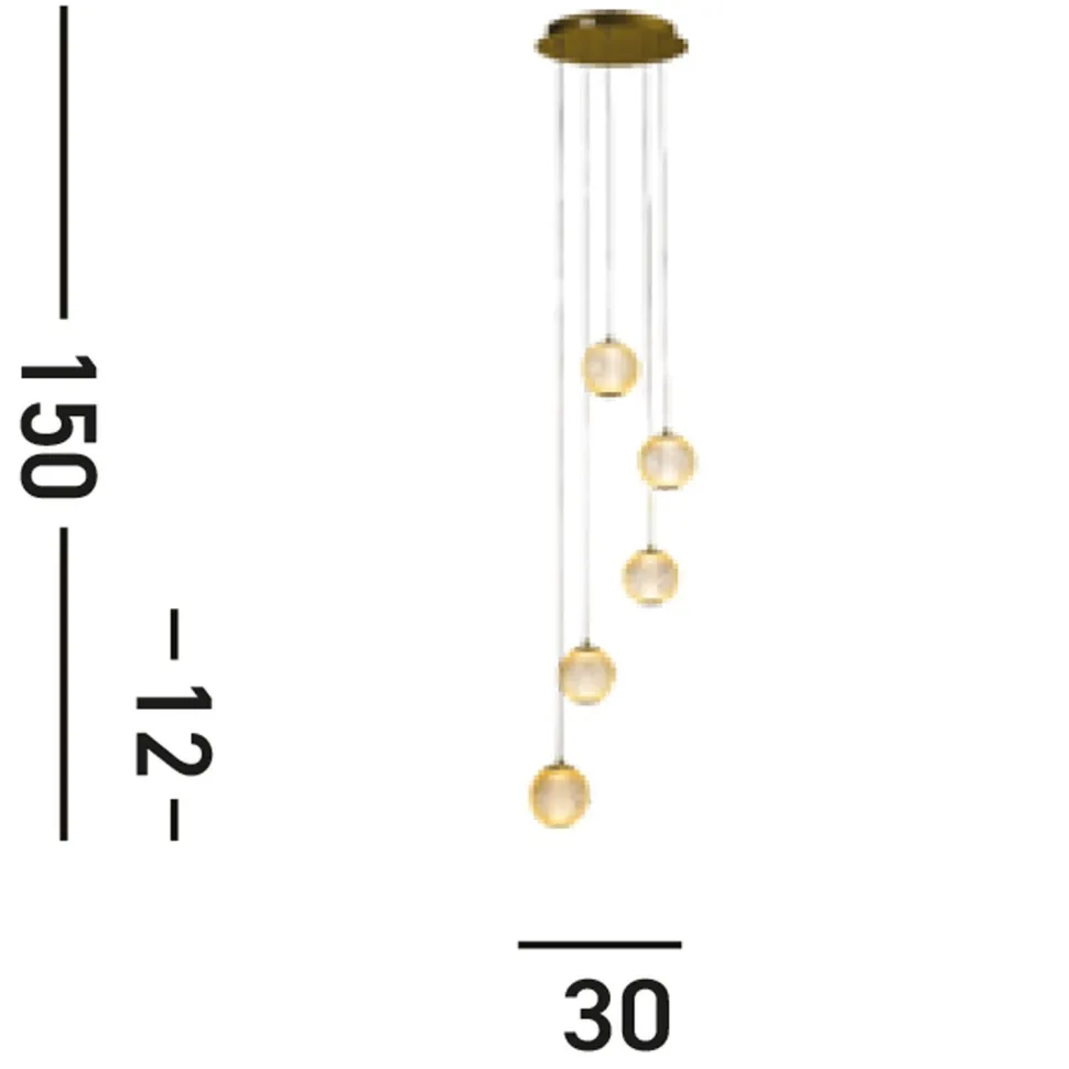 LED Pendelleuchte Metall 21 W Ø30 cm 5-flmg in Messing