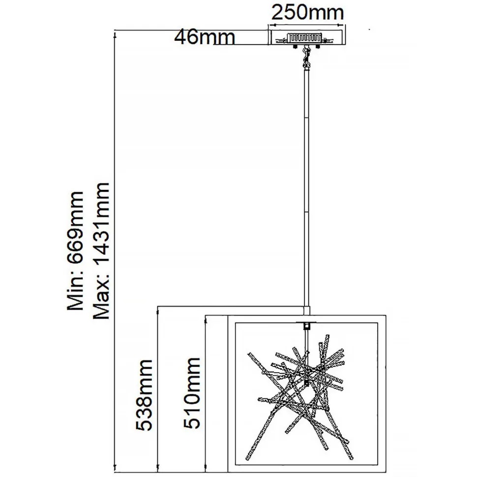 LED Pendelleuchte Metall B: 51 cm H: max. 143,1 cm
