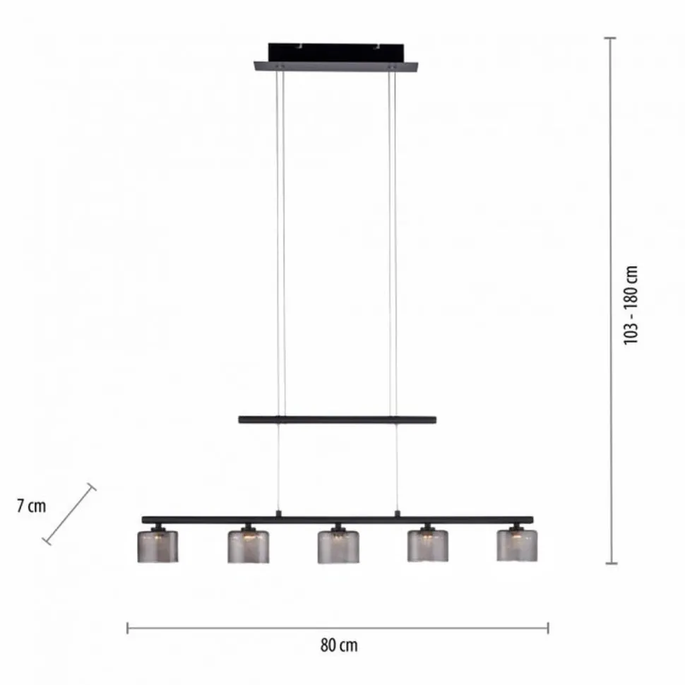 LED Pendelleuchte Rauchglas blendarm 80 cm lang 20 W