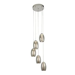 LED Pendelleuchte Rauchglas 5-flammig höhenverstellbar