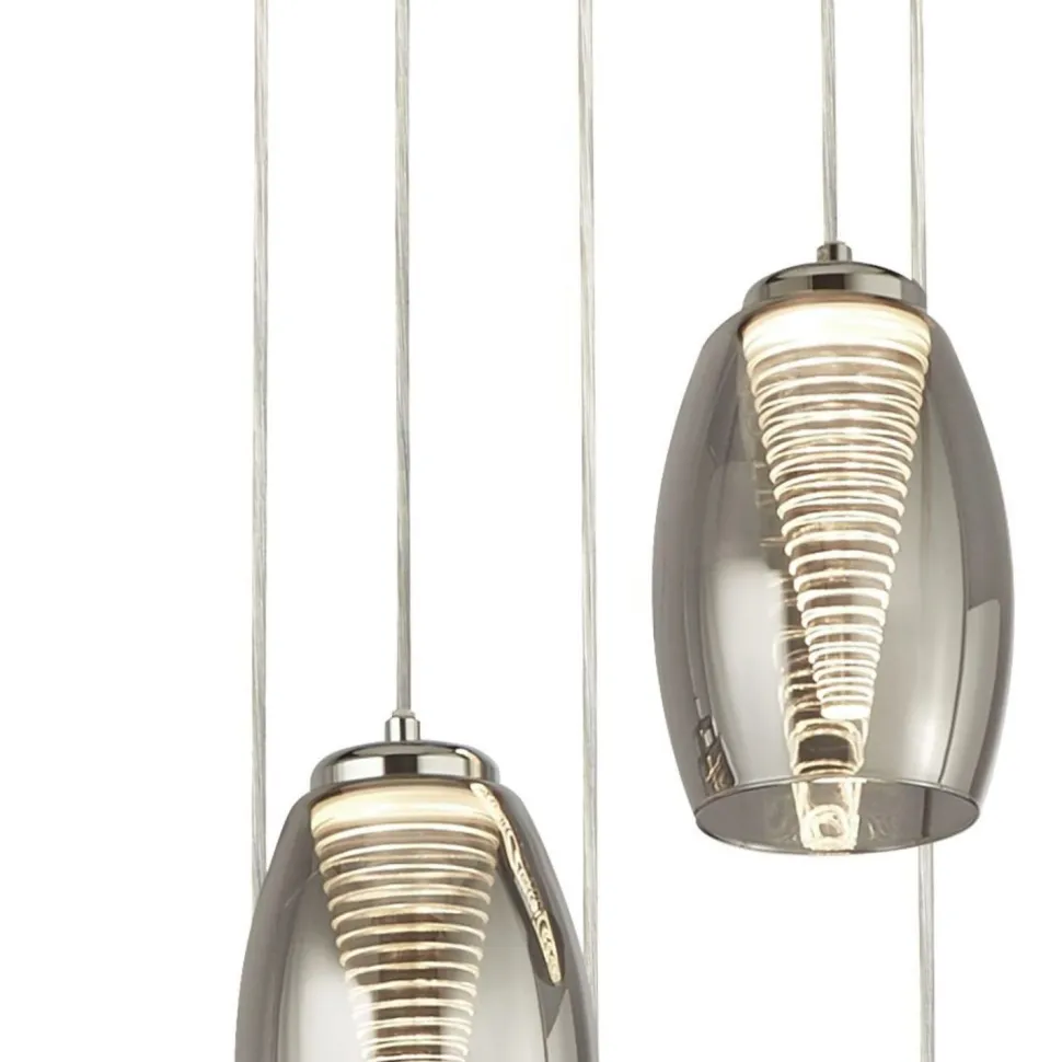 LED Pendelleuchte Rauchglas 5-flammig höhenverstellbar