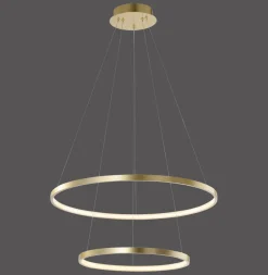 LED Pendelleuchte Ringe in Gold Metall Ø50 cm 3000 K