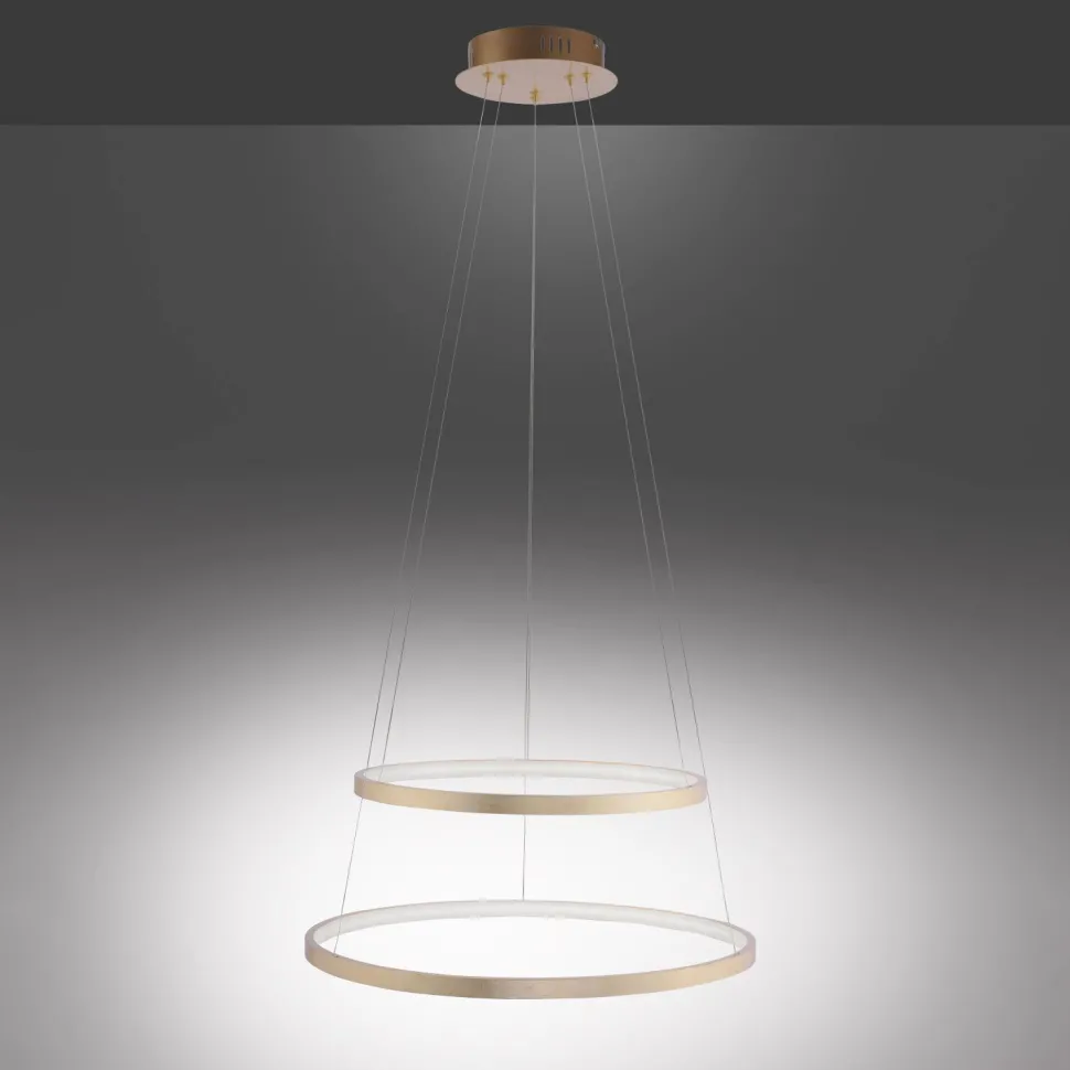 LED Pendelleuchte Ringe in Gold Metall Ø50 cm 3000 K