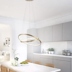 LED Pendelleuchte Ringe in Gold Metall Ø50 cm 3000 K