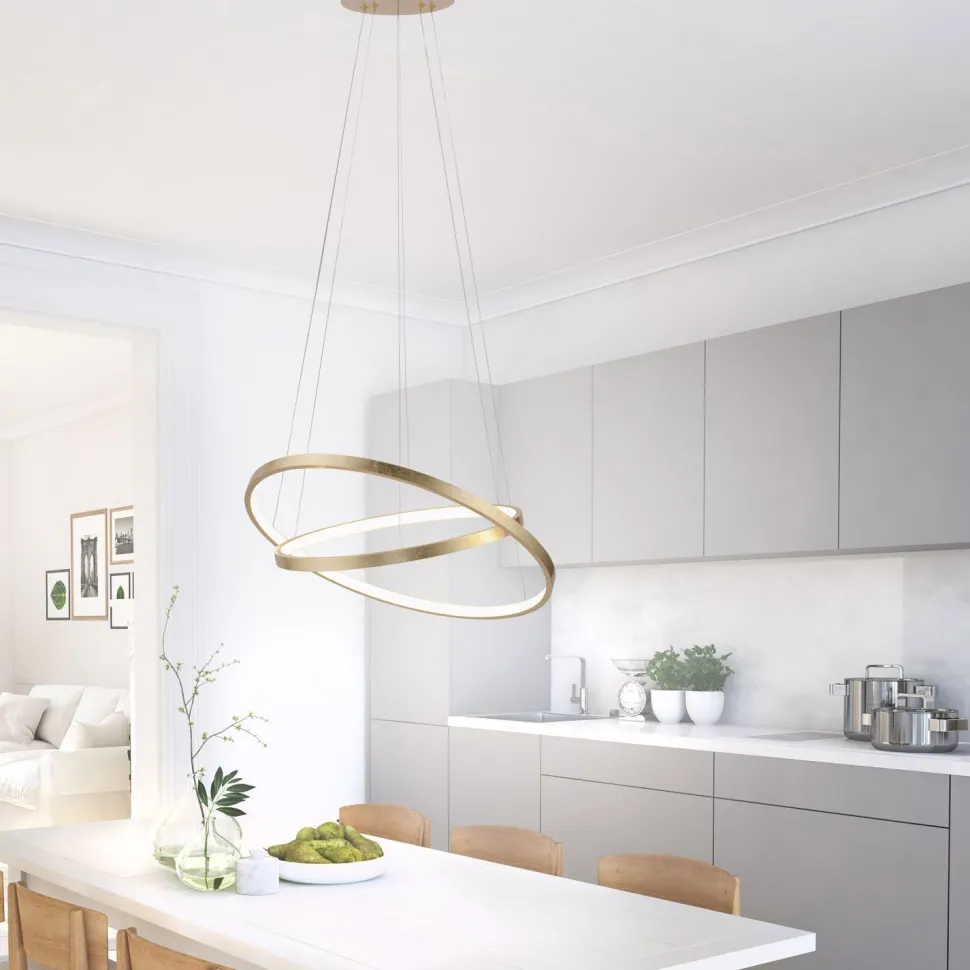 LED Pendelleuchte Ringe in Gold Metall Ø50 cm 3000 K