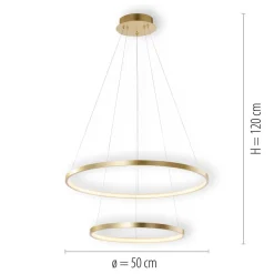 LED Pendelleuchte Ringe in Gold Metall Ø50 cm 3000 K