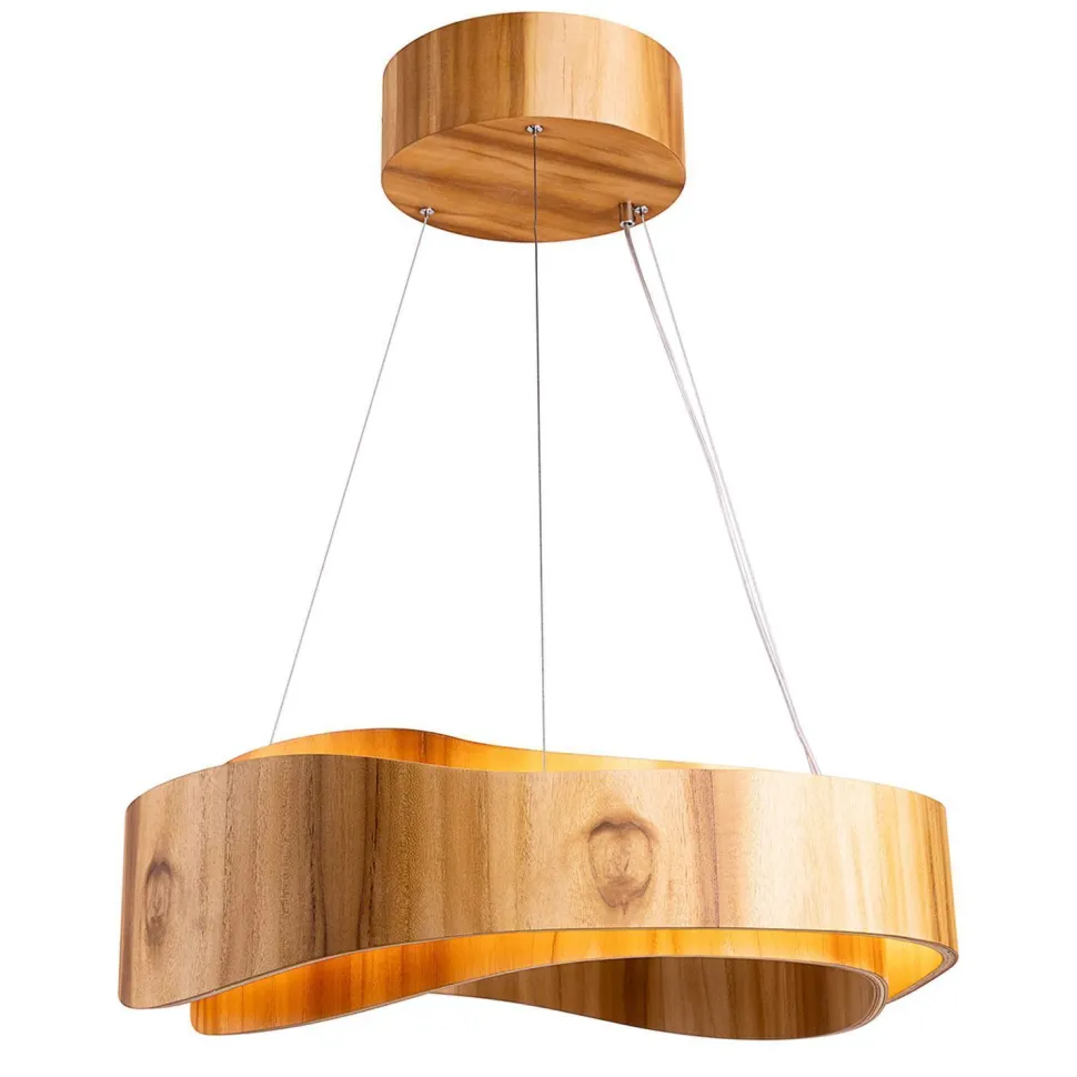 LED Pendelleuchte rund Ø 60 cm Teak-Holz Furnier Modern