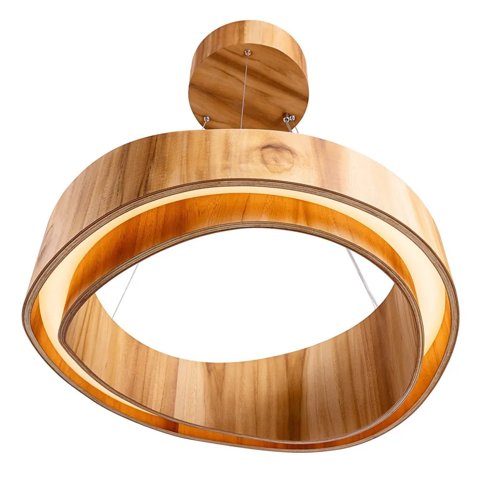 LED Pendelleuchte rund Ø 60 cm Teak-Holz Furnier Modern