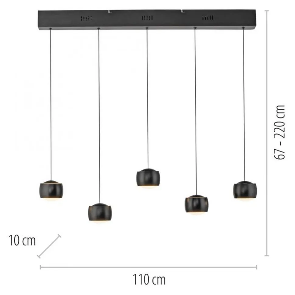 LED Pendelleuchte Schwarz Metall warmweiß 3000 K 110 cm