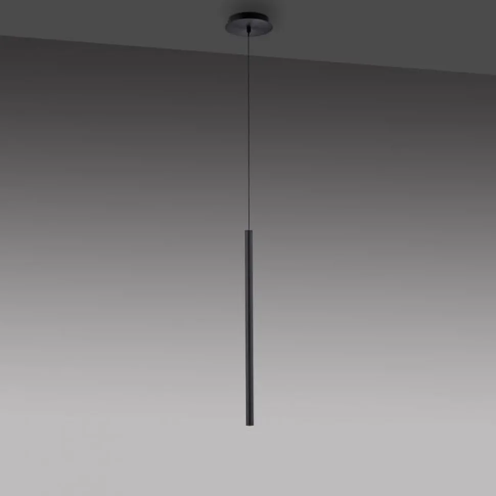 LED Pendelleuchte Schwarz Metall Ø2,5 cm rund dimmbar