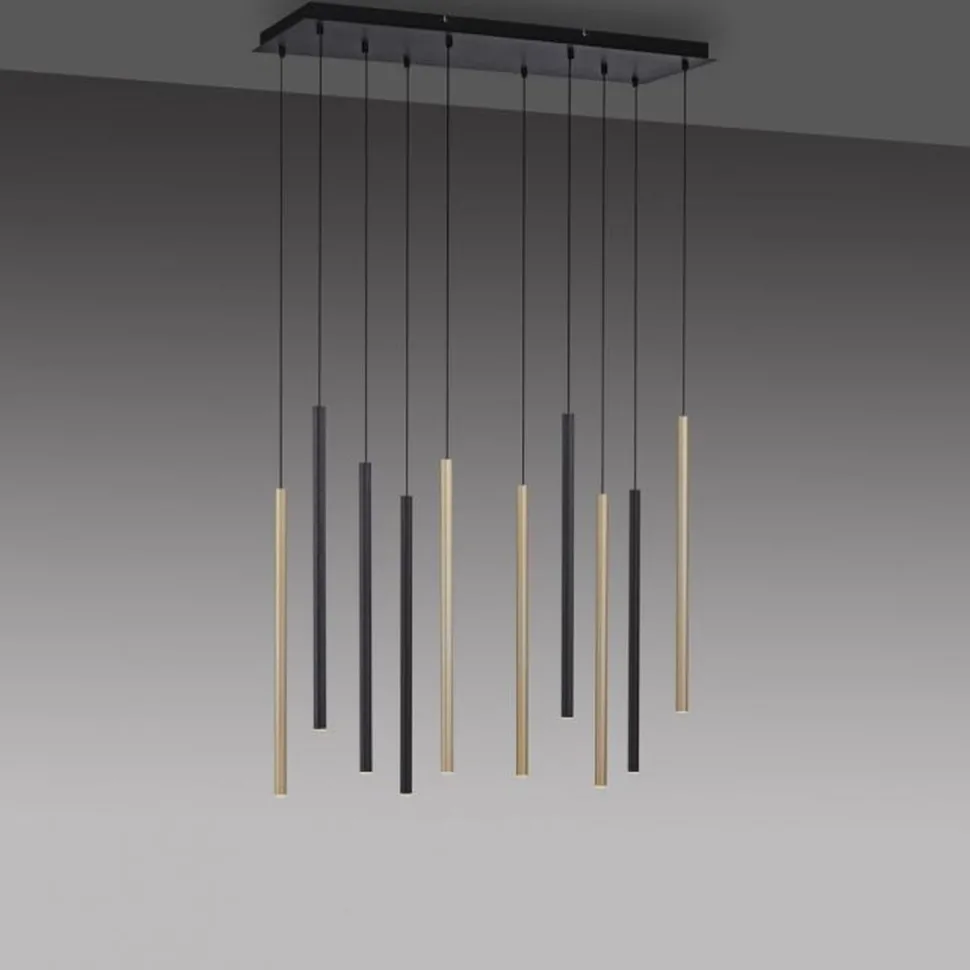 LED Pendelleuchte Schwarz Messing Metall dimmbar