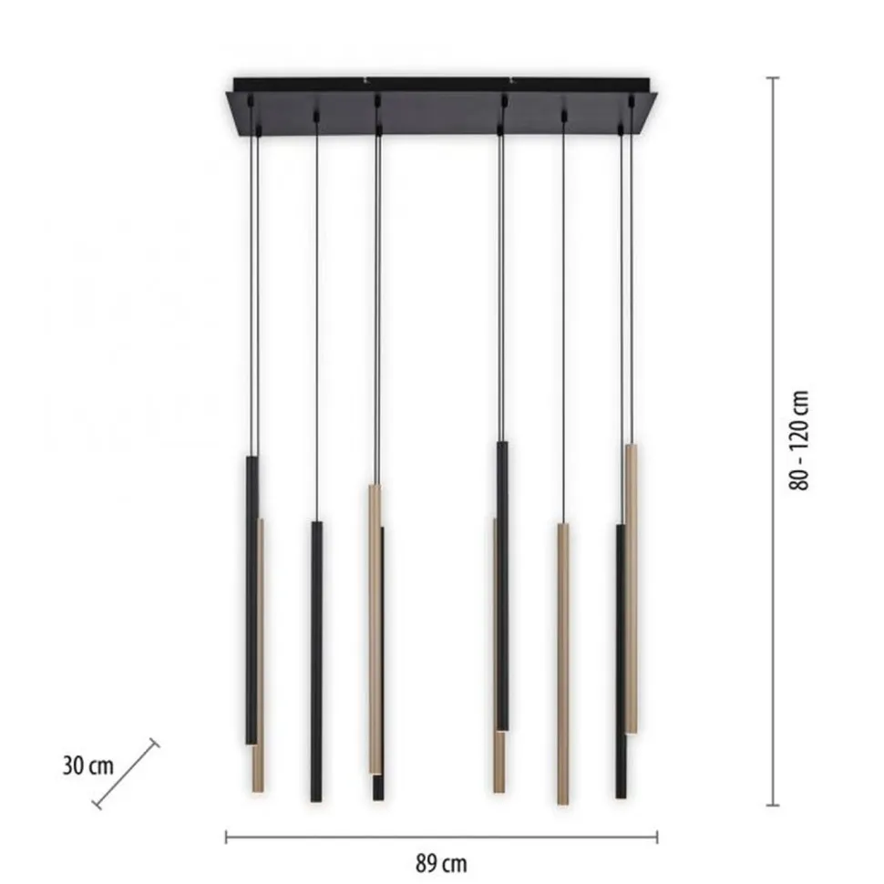 LED Pendelleuchte Schwarz Messing Metall dimmbar