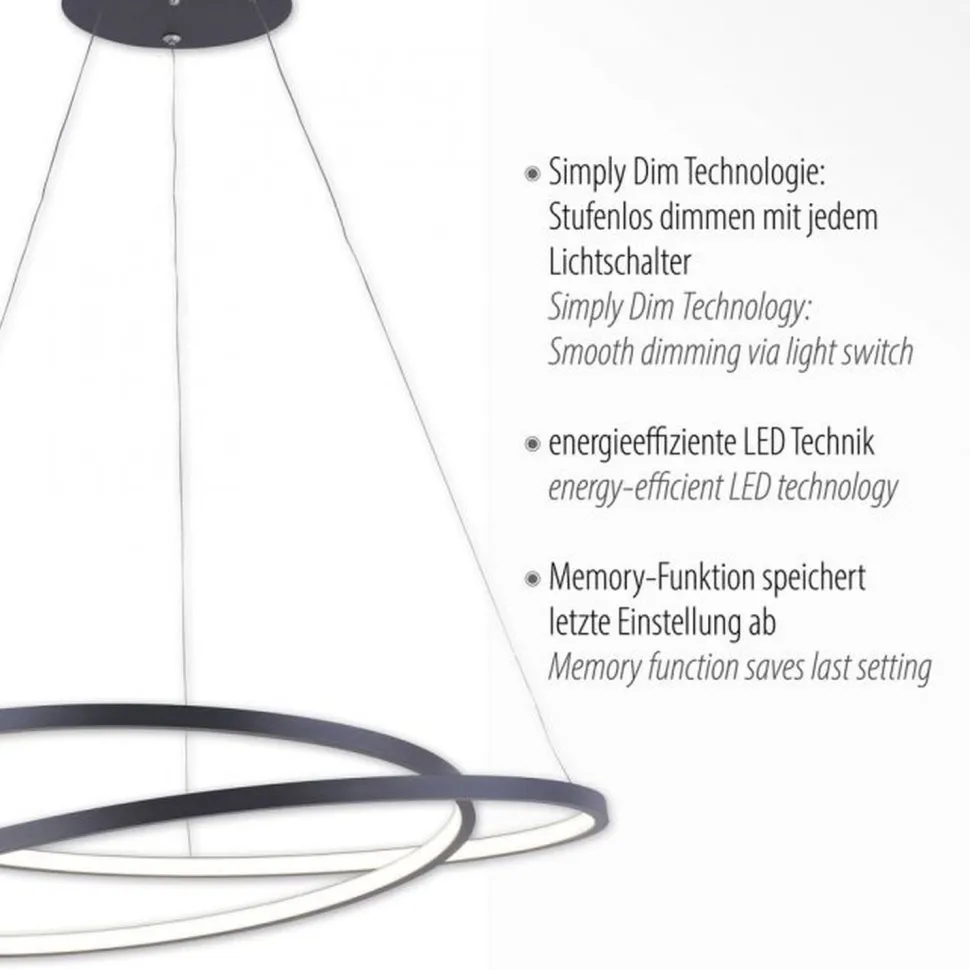 LED Pendelleuchte Schwarz B:55 cm 4000 lm dimmbar