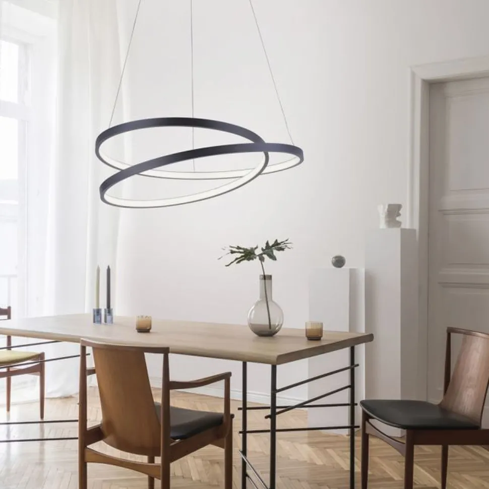 LED Pendelleuchte Schwarz B:55 cm 4000 lm dimmbar