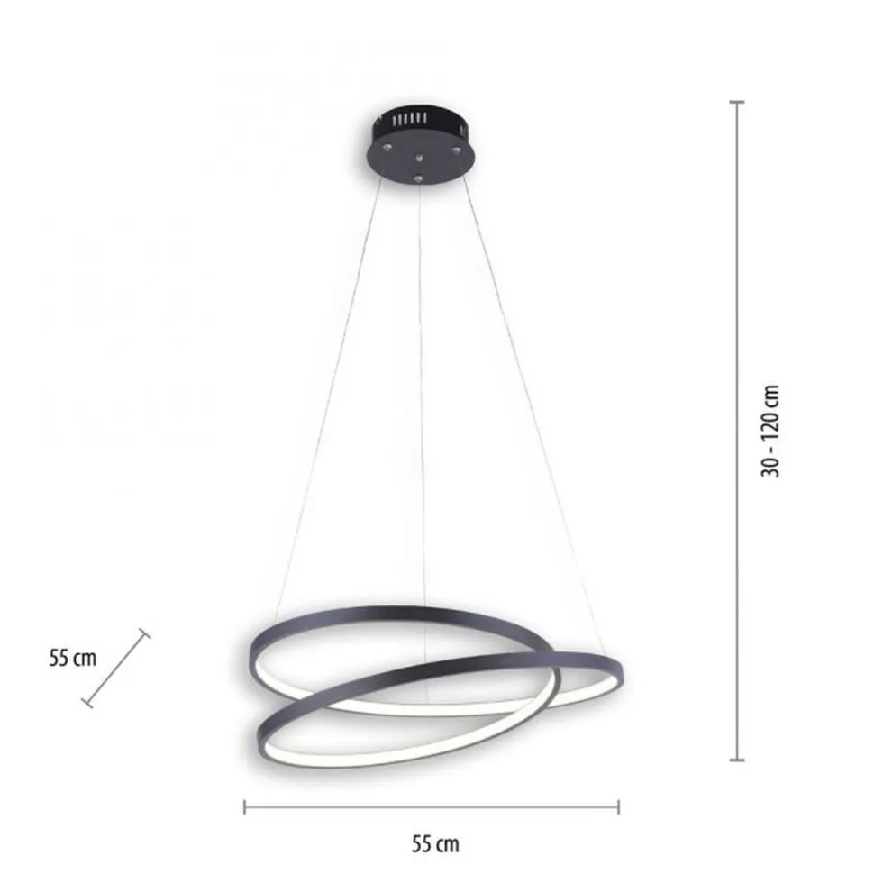 LED Pendelleuchte Schwarz B:55 cm 4000 lm dimmbar