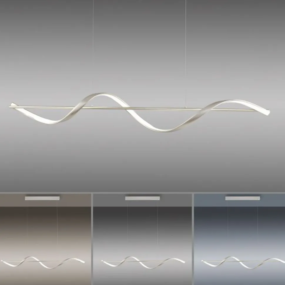 LED Pendelleuchte Silber Fernbedienung 121 cm dimmbar