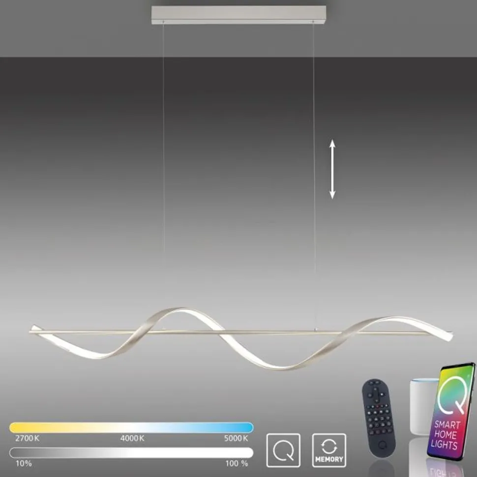 LED Pendelleuchte Silber Fernbedienung 121 cm dimmbar