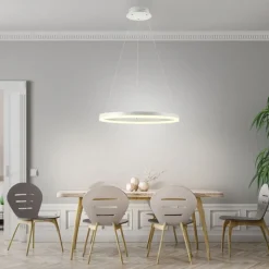 LED Pendelleuchte Weiß dimmbar 38 W 3000 K Ø60 cm Ring
