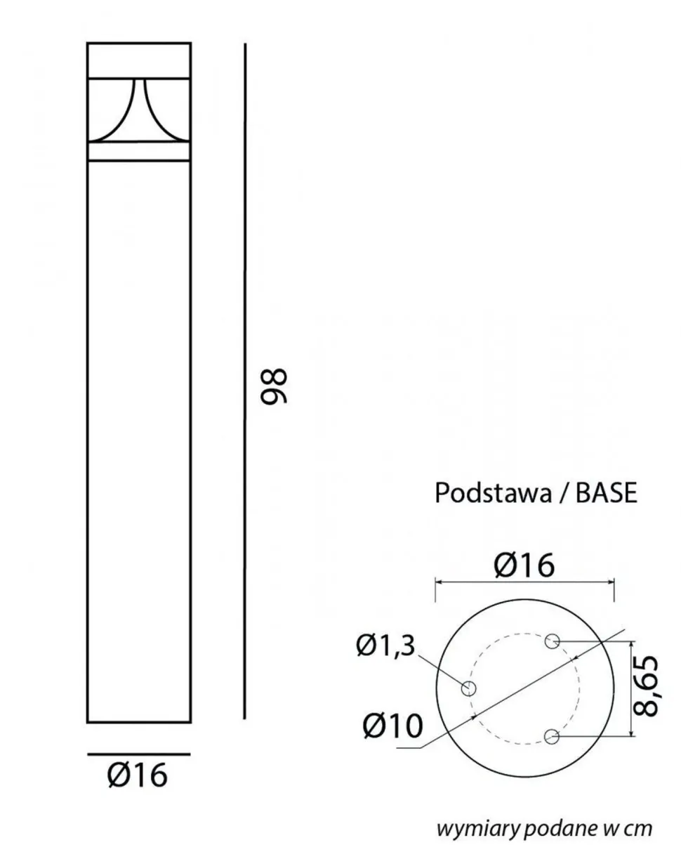 LED Pollerleuchte Aluminium in Dunkelgrau IP65 98 cm