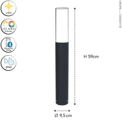 LED Pollerleuchte Aluminium RGB H:59 cm IP44 500 lm