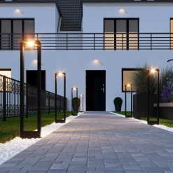 LED Pollerleuchte Metall 80 cm hoch IP54 Schwarz 3000 K