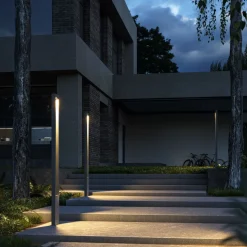 LED Pollerleuchte Metall 200 cm hoch IP65 Graphit eckig