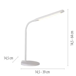 LED SchreibTischlampe Metall Weiß Touch 64 cm flexibel