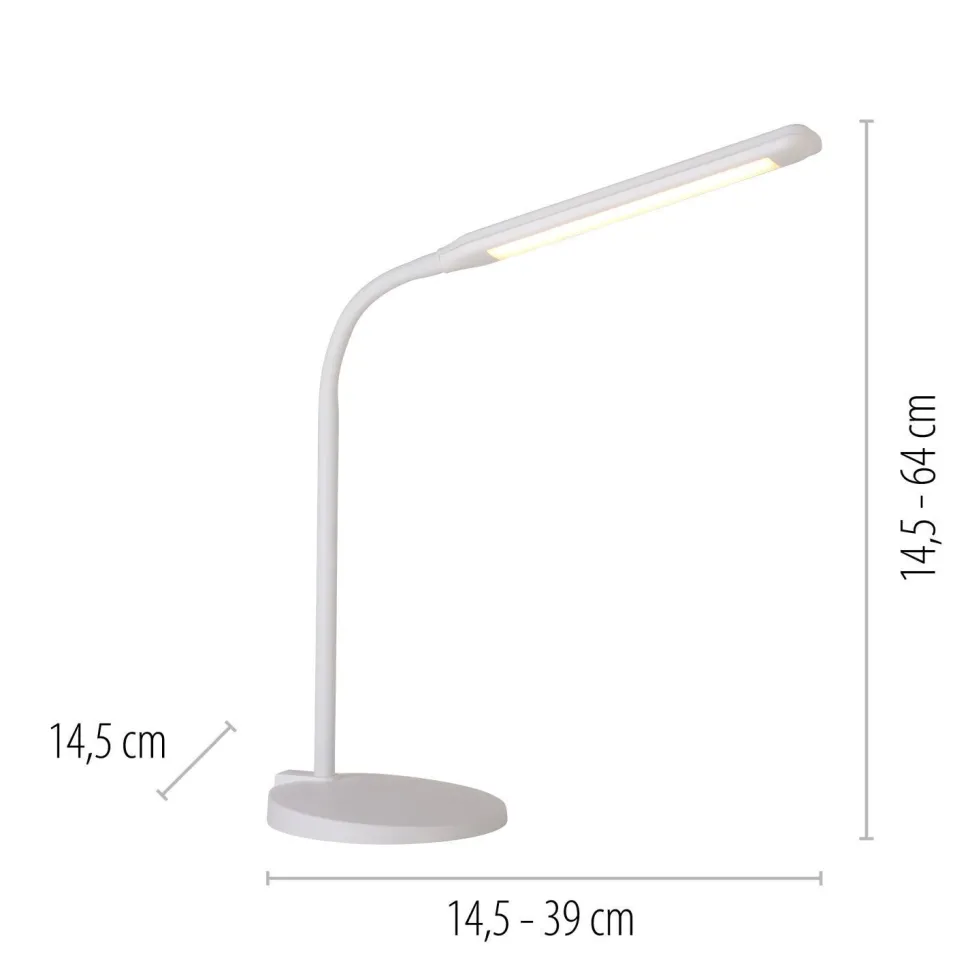 LED SchreibTischlampe Metall Weiß Touch 64 cm flexibel
