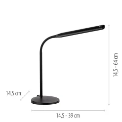 LED SchreibTischlampe Schwarz Touch 64 cm 6 W flexibel