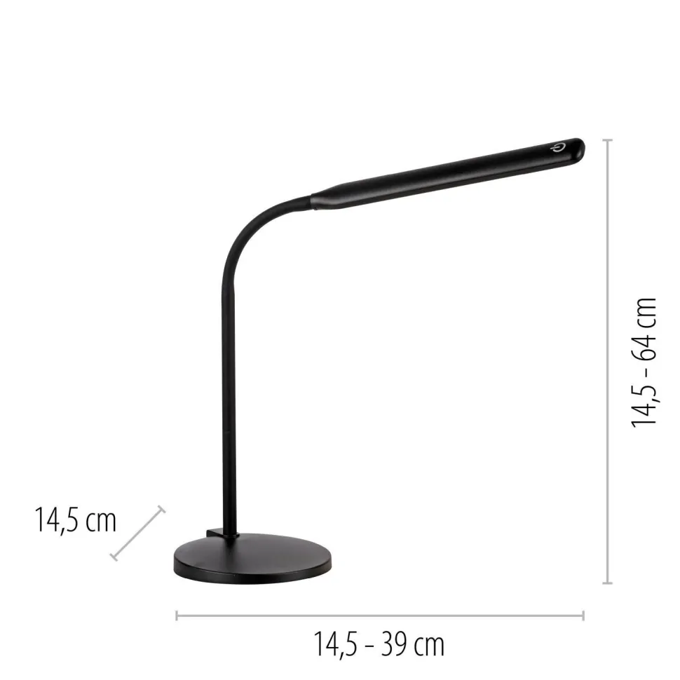 LED SchreibTischlampe Schwarz Touch 64 cm 6 W flexibel