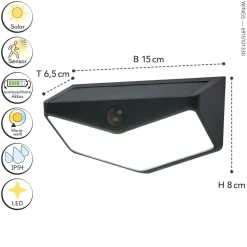 LED Solar Außenlampe Bewegungsmelder dimmbar IP44 4 W