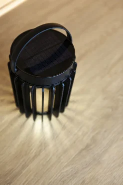 LED Solar Tischlampe Schwarz klein 18,6 cm IP44 tragbar