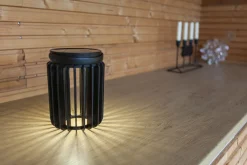 LED Solar Tischlampe Schwarz klein 18,6 cm IP44 tragbar