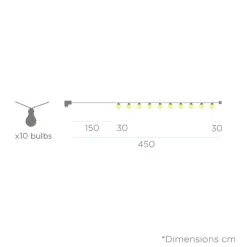 LED Solarlichterkette IP44 4,5 m lang 2700 K Transparent
