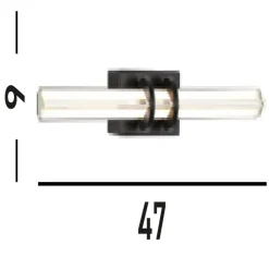 LED Spiegelleuchte Metall Glas Schwarz IP44 B:46,5 cm