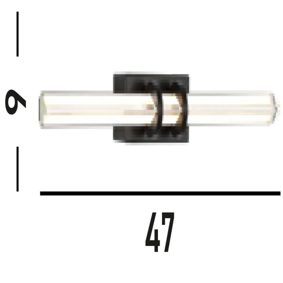 LED Spiegelleuchte Metall Glas Schwarz IP44 B:46,5 cm