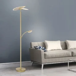 LED Stehlampe Leselicht in Messing Glas 200 cm dimmbar