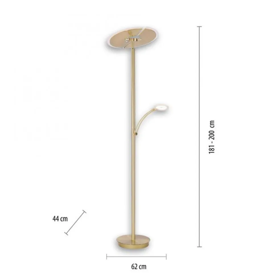 LED Stehlampe Leselicht in Messing Glas 200 cm dimmbar
