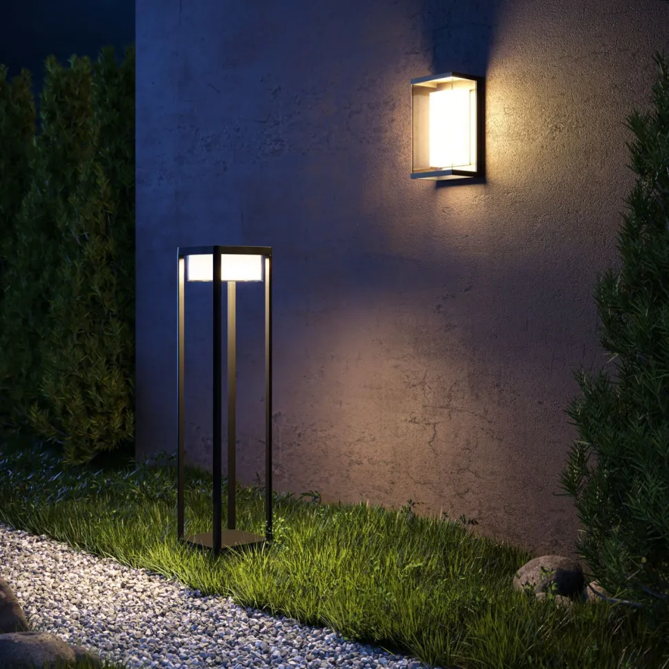 LED Stehleuchte außen Aluminium Glas IP65 80 cm hoch