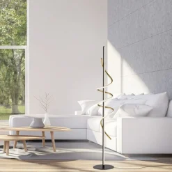 LED Stehleuchte dimmbar 144 cm 3000 lm Schwarz Messing