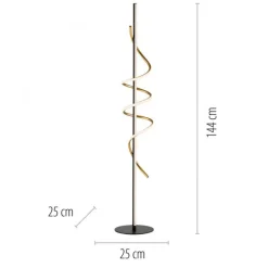 LED Stehleuchte dimmbar 144 cm 3000 lm Schwarz Messing