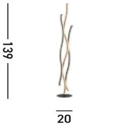 LED Stehleuchte dimmbar Wellen Schwarz Natur 138,5 cm