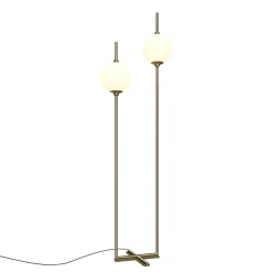 LED Stehleuchte Metall Glas 150 cm hoch in Messing Weiß