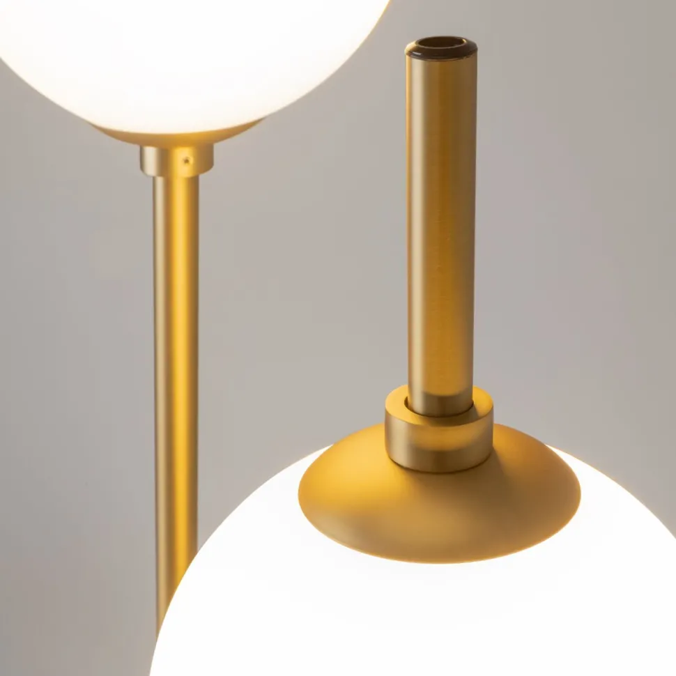 LED Stehleuchte Metall Glas 150 cm hoch in Messing Weiß