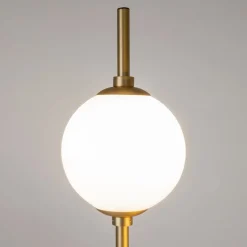 LED Stehleuchte Metall Glas 150 cm hoch in Messing Weiß