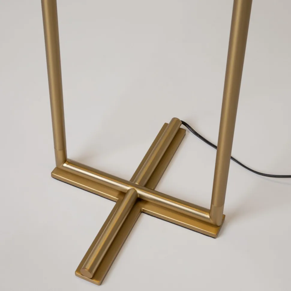 LED Stehleuchte Metall Glas 150 cm hoch in Messing Weiß