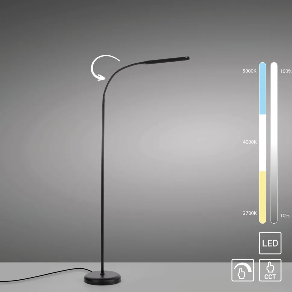 LED Stehleuchte Metall Schwarz Touch 125 cm verstellbar