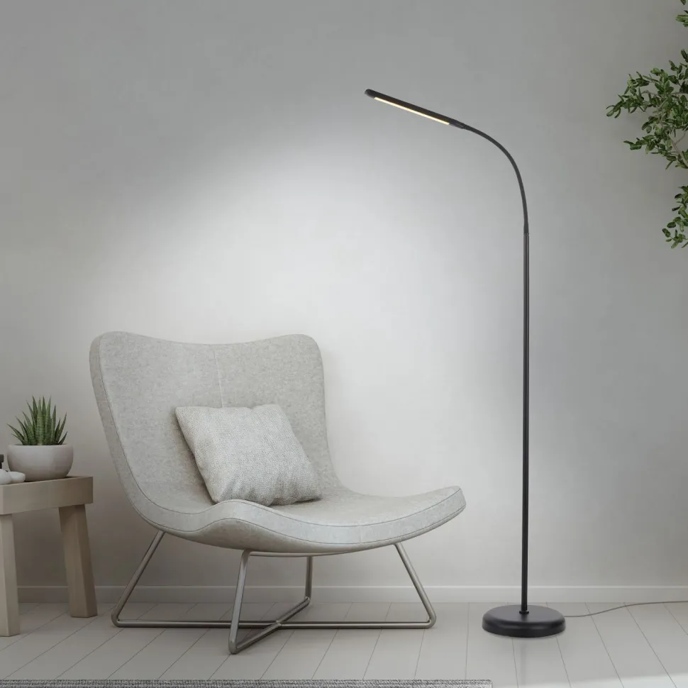 LED Stehleuchte Metall Schwarz Touch 125 cm verstellbar