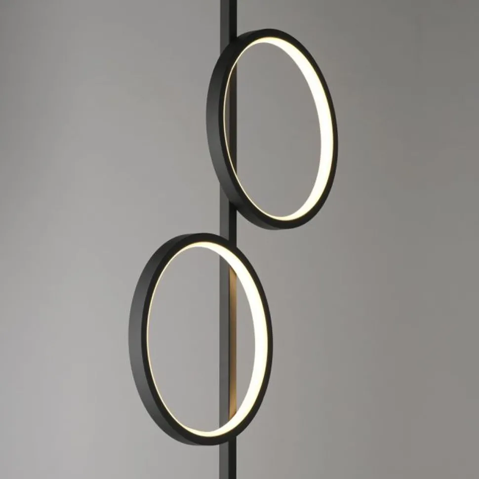 LED Stehleuchte Schwarz Metall Ringe 151 cm 1290 lm